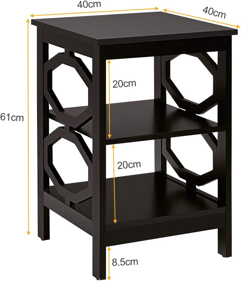 COSTWAY Nachttisch 3 Ebenen, Beistelltisch Nachtschrank, Sofatisch Couchtisch für Schlafzimmer, Wohn