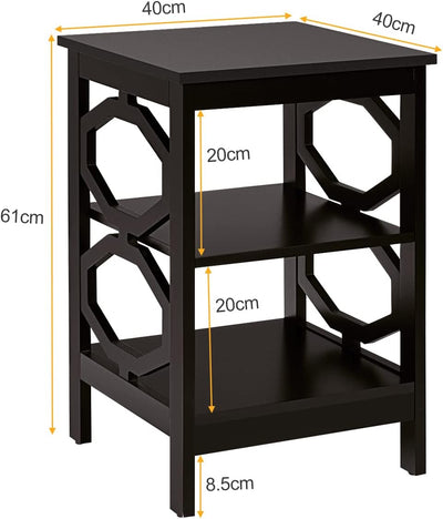 COSTWAY Nachttisch 3 Ebenen, 2er Set Beistelltisch Nachtschrank, Sofatisch Couchtisch für Schlafzimm