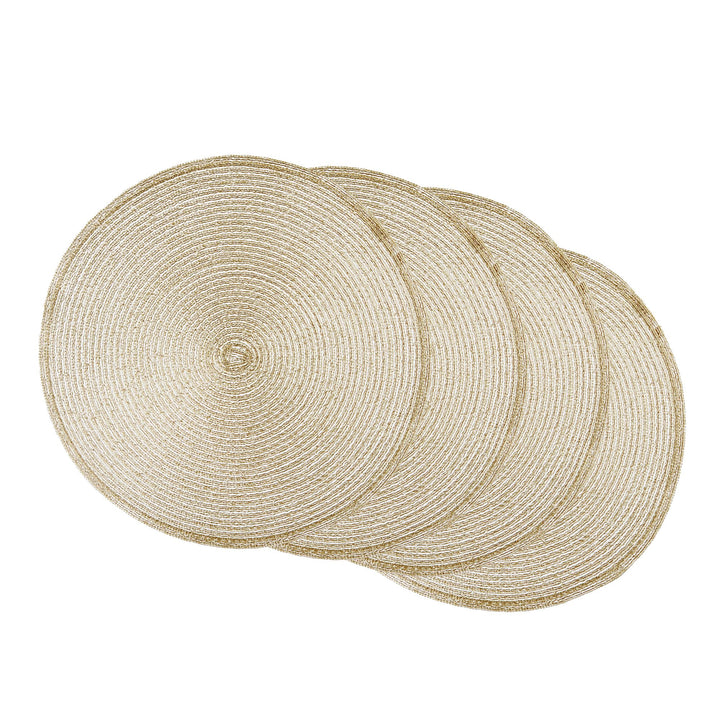 DII CAMZ37627 Platzset, rund, gewebt, Polypropylen, Champagnerfarben, 4 Stück Champagnerfarben / Gol