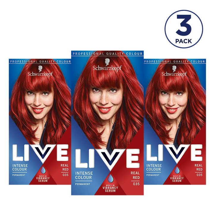 Schwarzkopf Intensiven Farben Permanentes Haarfärbemittel, 35 Echtes Rot set of 3 Real Red 035 1 stü
