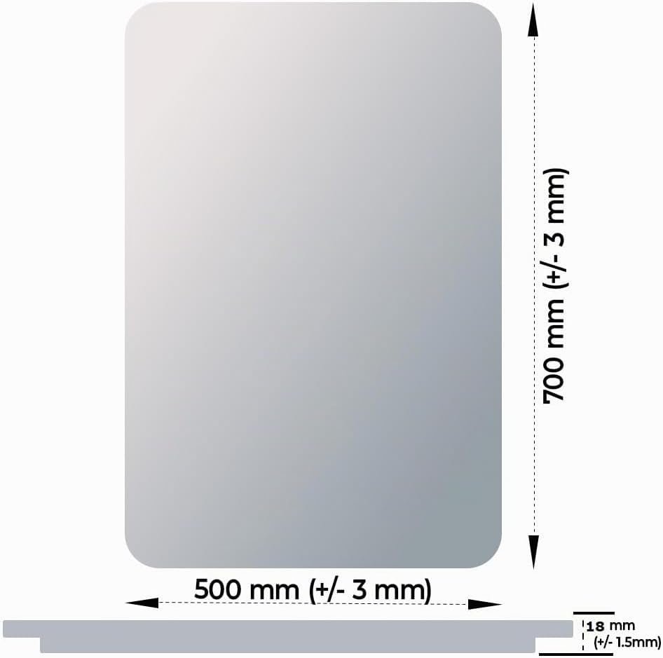 BD ART - Wandspiegel - Badspiegel - Rechteckig gerundet 50x70 cm - mit LED Beleuchtung - Lichtfarbe