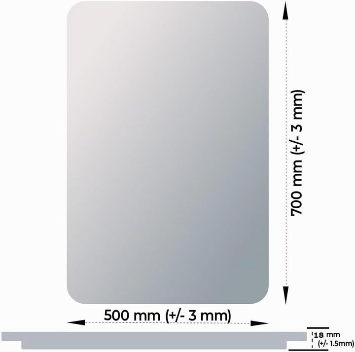 BD ART - Wandspiegel - Badspiegel - Rechteckig gerundet 50x70 cm - mit LED Beleuchtung - Lichtfarbe