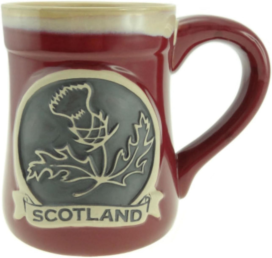 Glen Appin Trinkbecher aus Steingut mit Schottischem Symbol Distel Bierkrug Bierseidel für Biertrink