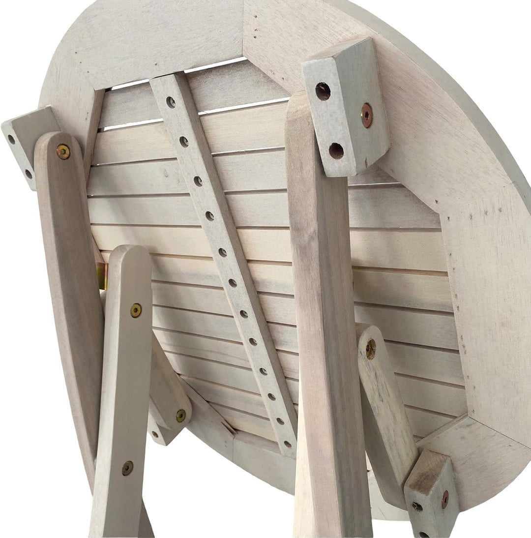 ESTEXO Gartentisch Balkontisch Beistelltisch 48 cm Rund Akazienholz Klapptisch Tisch Holztisch Weiss