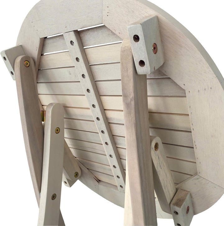 ESTEXO Gartentisch Balkontisch Beistelltisch 48 cm Rund Akazienholz Klapptisch Tisch Holztisch Weiss