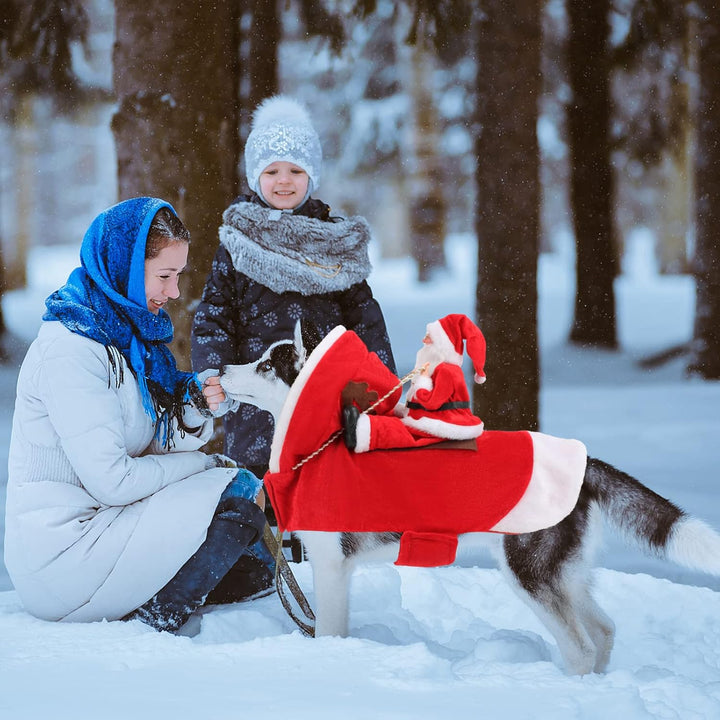 RANYPET Hund Santa Claus Reiten Weihnachtskostüm, Premium Haustier Kleidung Weihnachten Reiten Outfi
