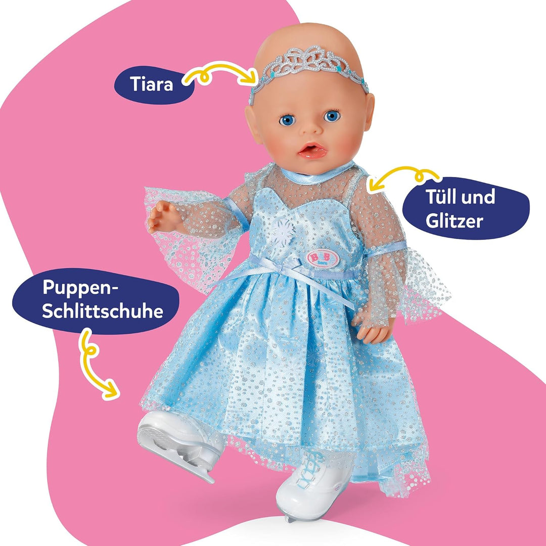Baby Born Eisprinzessinnen Set mit Glitzerkleid, Tiara und Schlittschuhen für 43cm Puppen