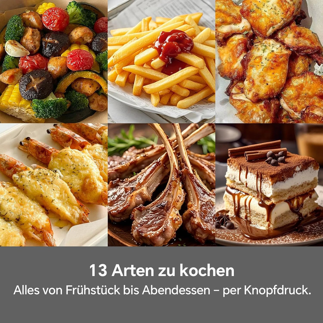 Heissluftfritteuse 12L 2 Kammern – 2600W Airfryer, XXL Heissluftfritteuse mit Ober und Unterhitze, 1