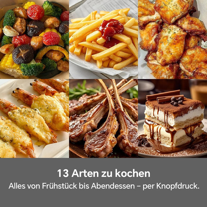 Heissluftfritteuse 12L 2 Kammern – 2600W Airfryer, XXL Heissluftfritteuse mit Ober und Unterhitze, 1