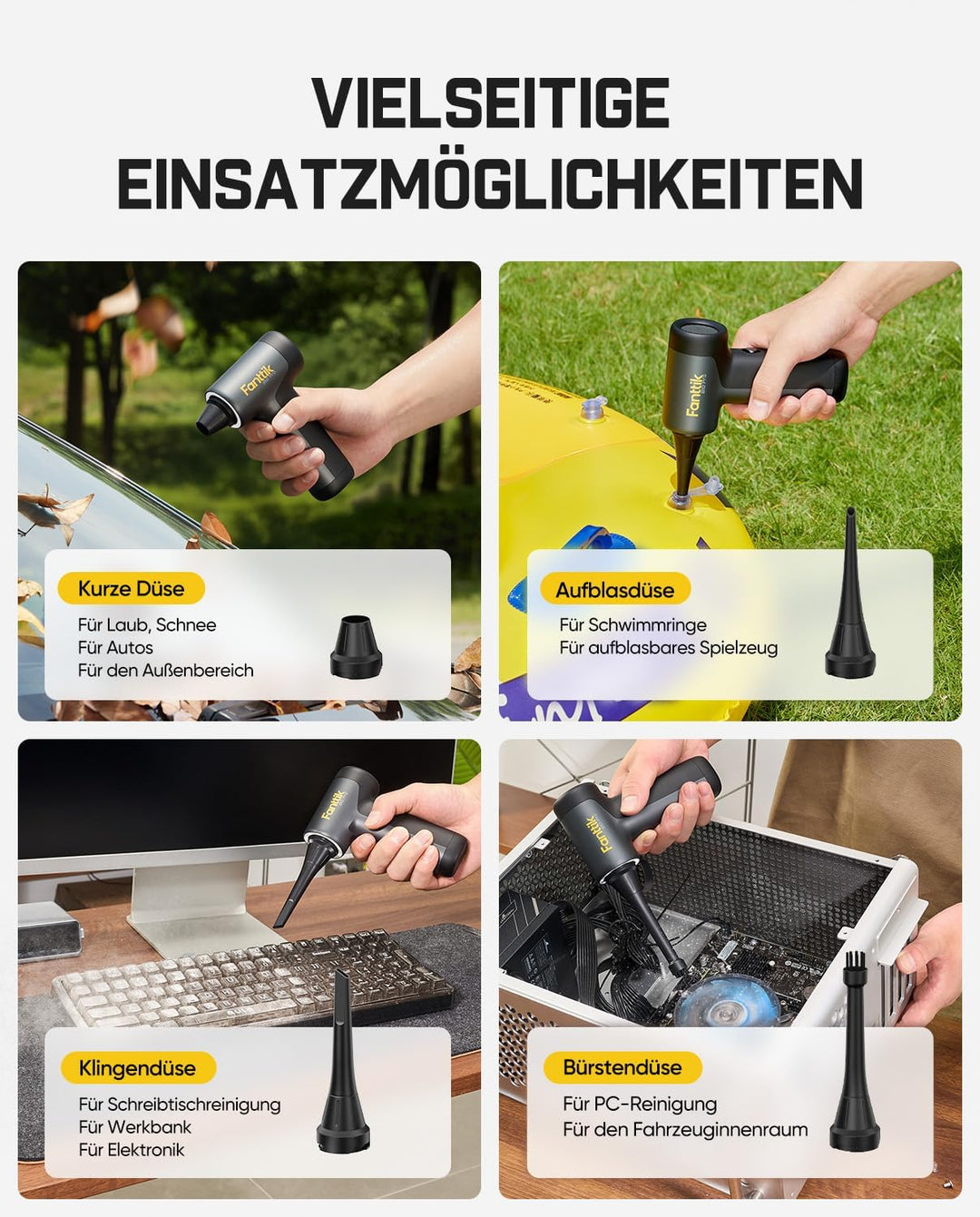 Fanttik B10 Pro Elektrische Staubgebläse, 110.000 U/min bürstenloser Motor, Luftreiniger, 3-Gang ein