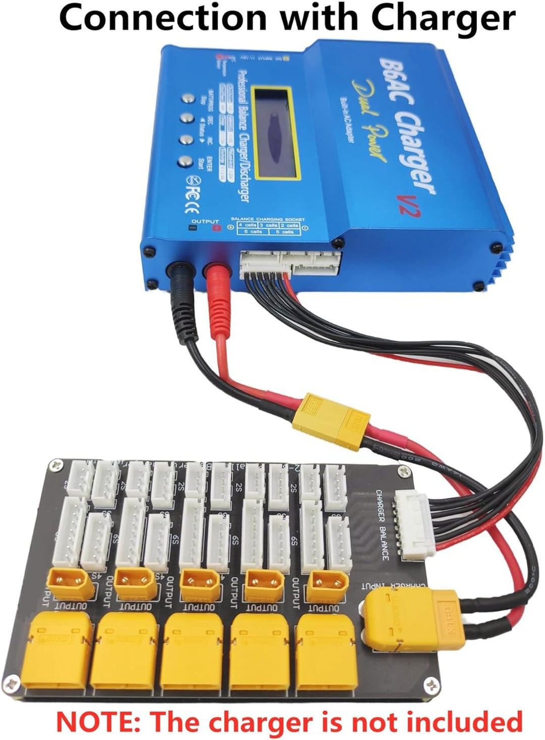TICFOX Multi-Parallel-Ladeplatine Lipo-Akku-Ladeplatine Parallel XT30 XT60 Stecker 2?6S Lithium-Batt