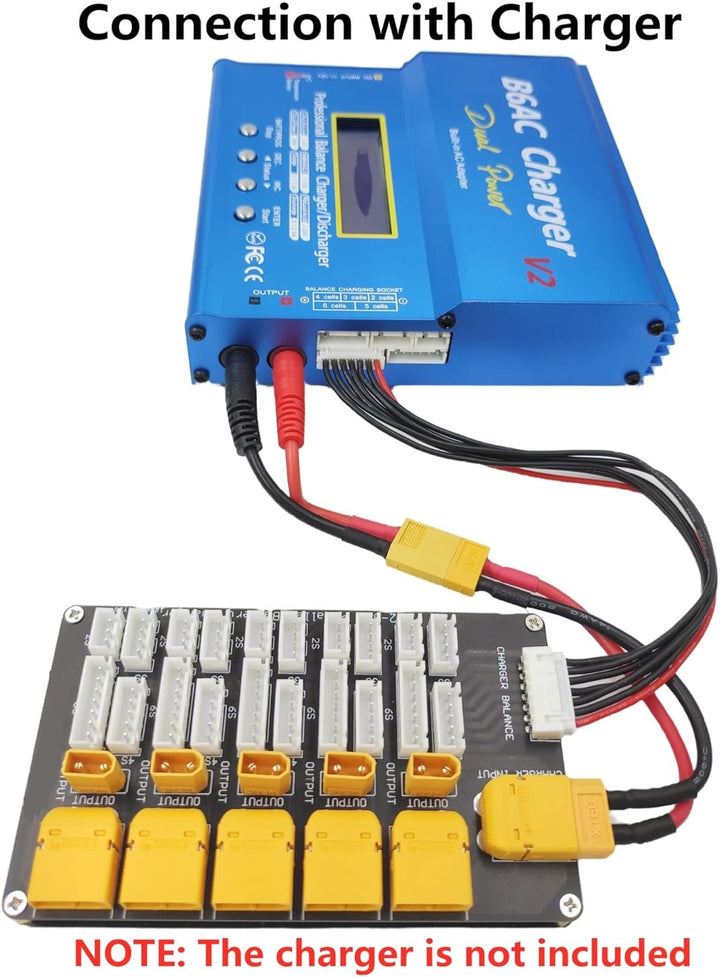 TICFOX Multi-Parallel-Ladeplatine Lipo-Akku-Ladeplatine Parallel XT30 XT60 Stecker 2?6S Lithium-Batt