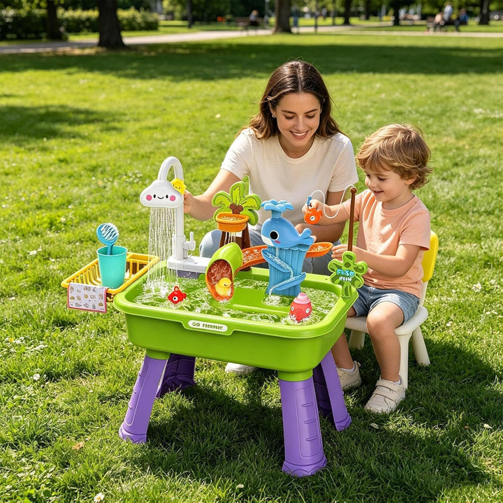 Spielzeugspüle mit fliessendem Wasser, elektrisch, batteriebetrieben, mit Rutsche, für Kinder zwisch