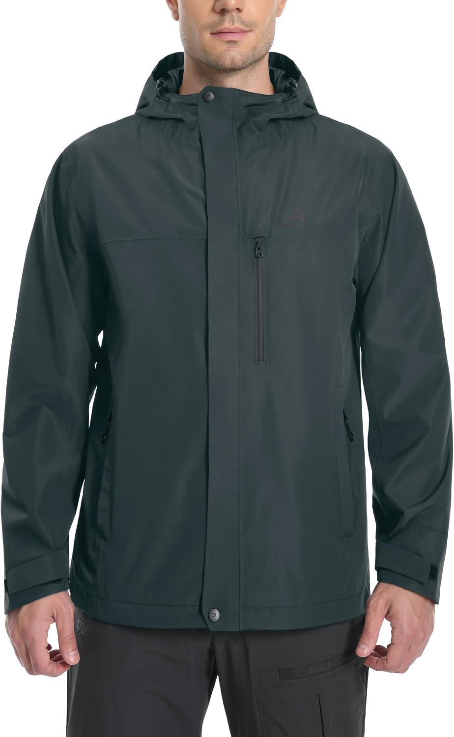 Pioneer Camp Herren Regenjacke Wasserdicht Atmungsaktiv Outdoor Jacke Mit Kapuze 4 Taschen, Grau