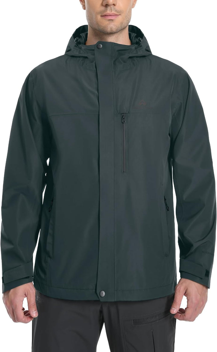 Pioneer Camp Herren Regenjacke Wasserdicht Atmungsaktiv Outdoor Jacke Mit Kapuze 4 Taschen, Grau