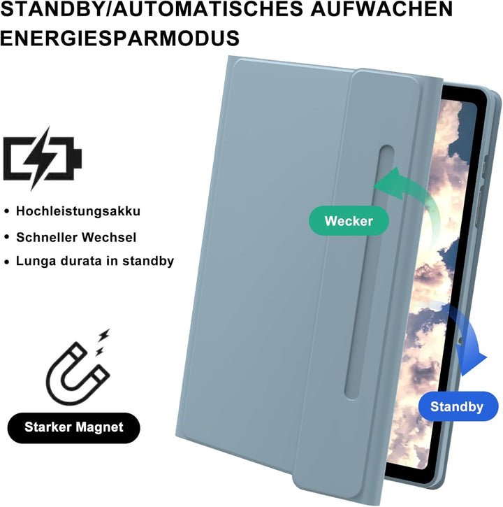 Tastatur Hülle für Samsung Galaxy Tab A9 8.7'' 2023, QWERTZ Deutsches Tastatur Magnetische Wireless