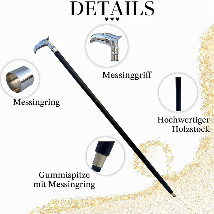 WINTER Verkauf - SouvNear Holz Schwarz Adlerkopf Gehstock Krückstock Spazierstock mit Knauf griff -
