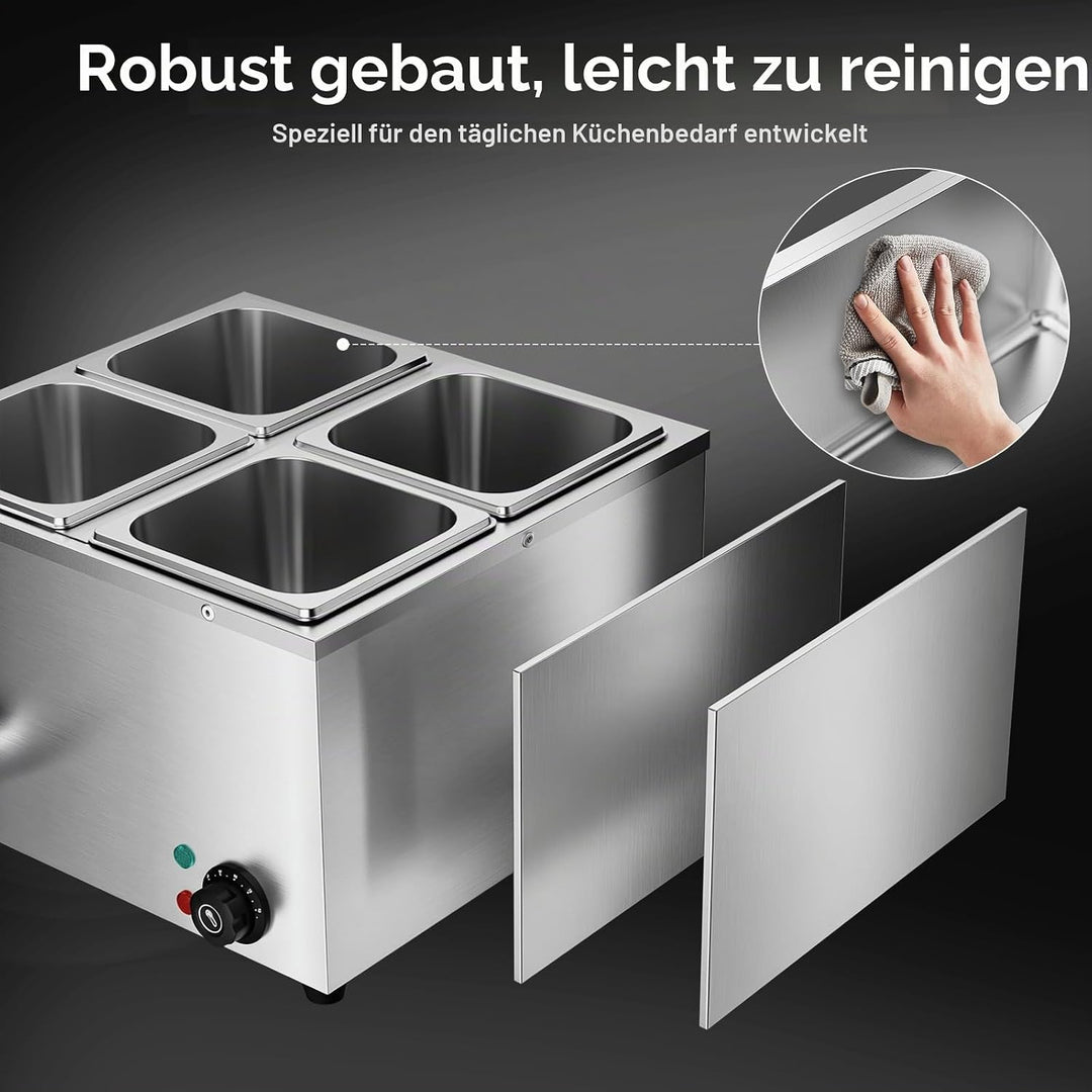 TAIMIKO Bain Marie Speisenwärmer 1500W Elektrisches Buffetwärmer 220V Schmelztopf Professioneller ko