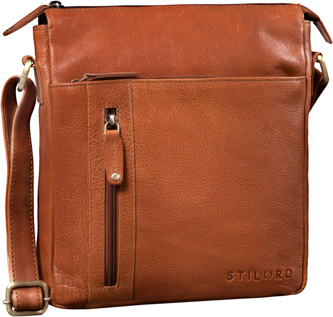 STILORD 'Brady' Messenger Bag Leder Braun klein Umhängetasche Schultertasche für iPad 10,1 Zoll Tabl