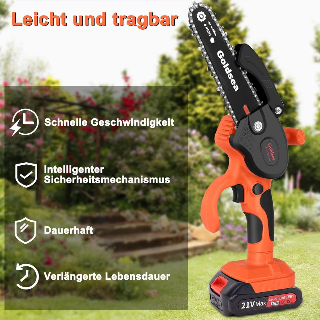 Mini Kettensäge, 6 Zoll Mini Kettensäge Mit Akku 21V Elektro Kettensäge, handkettensäge mit akku (mi