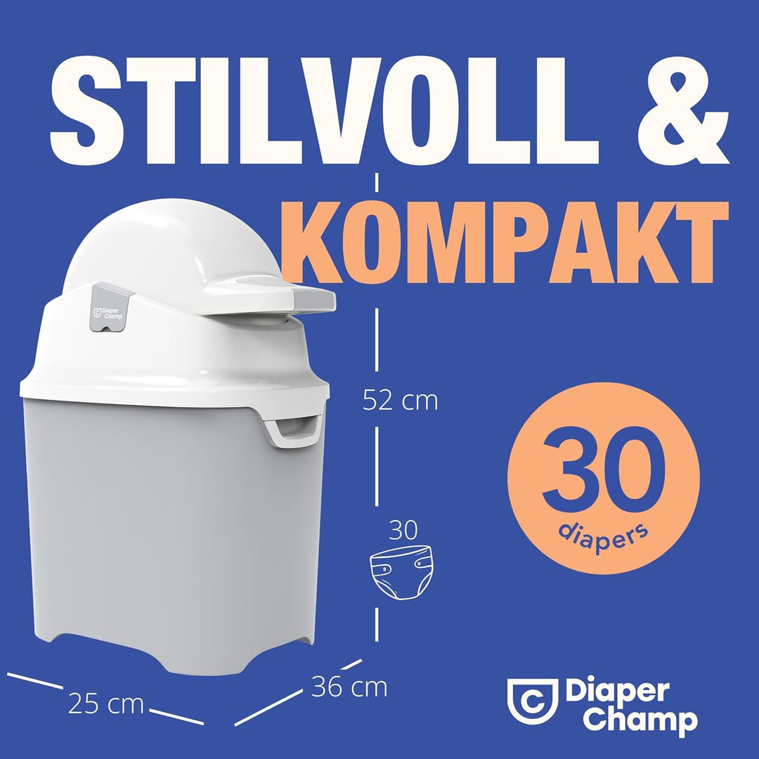 Geruchsdichter Windeleimer Diaper Champ ONE Windelbehälter funktioniert mit normalen Tüten Müllbeute