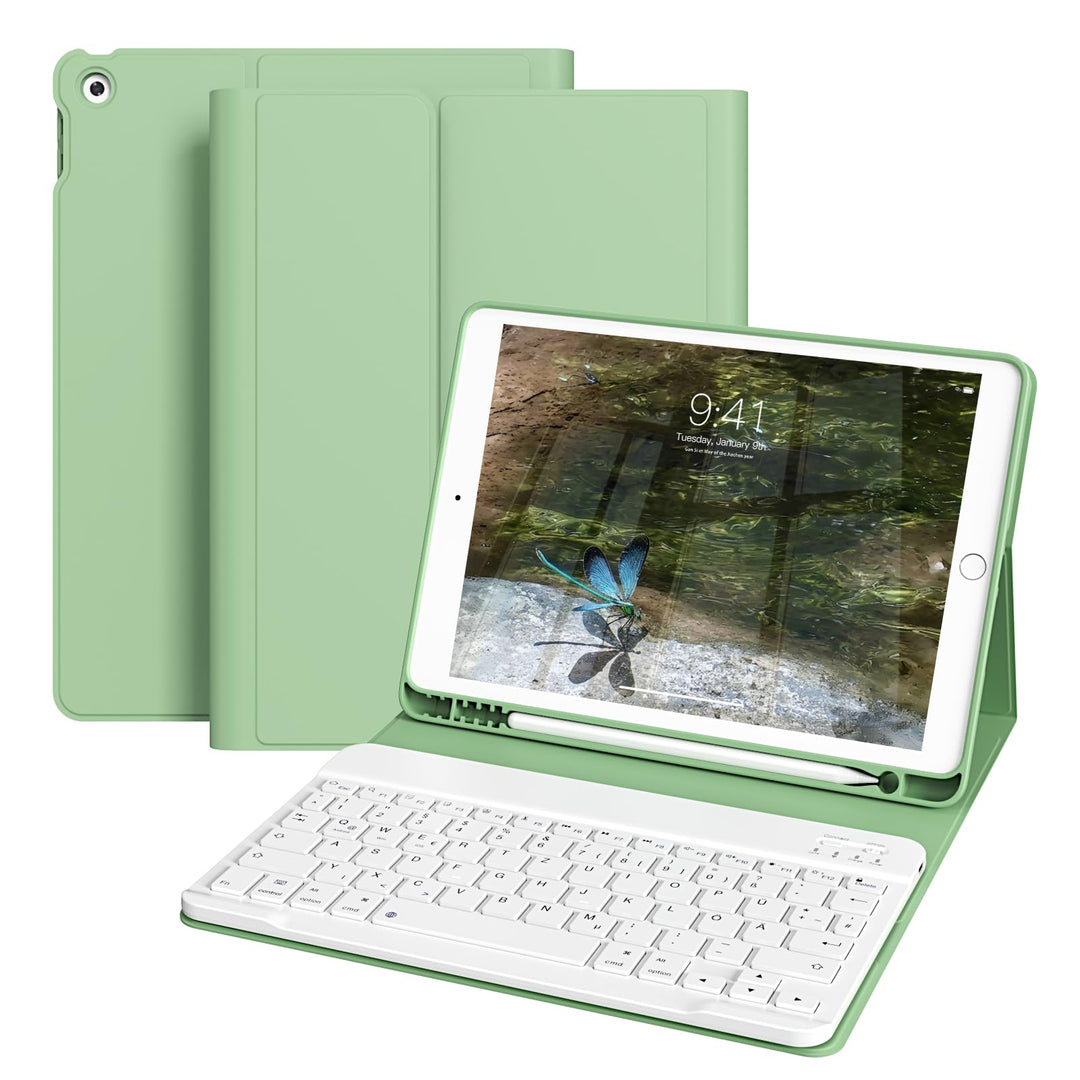 Tastatur Hülle für iPad 10,2 Zoll 9. 8. 7. Generation 2021 2020 2019, Abnehmbarer Bluetooth QWERTZ K