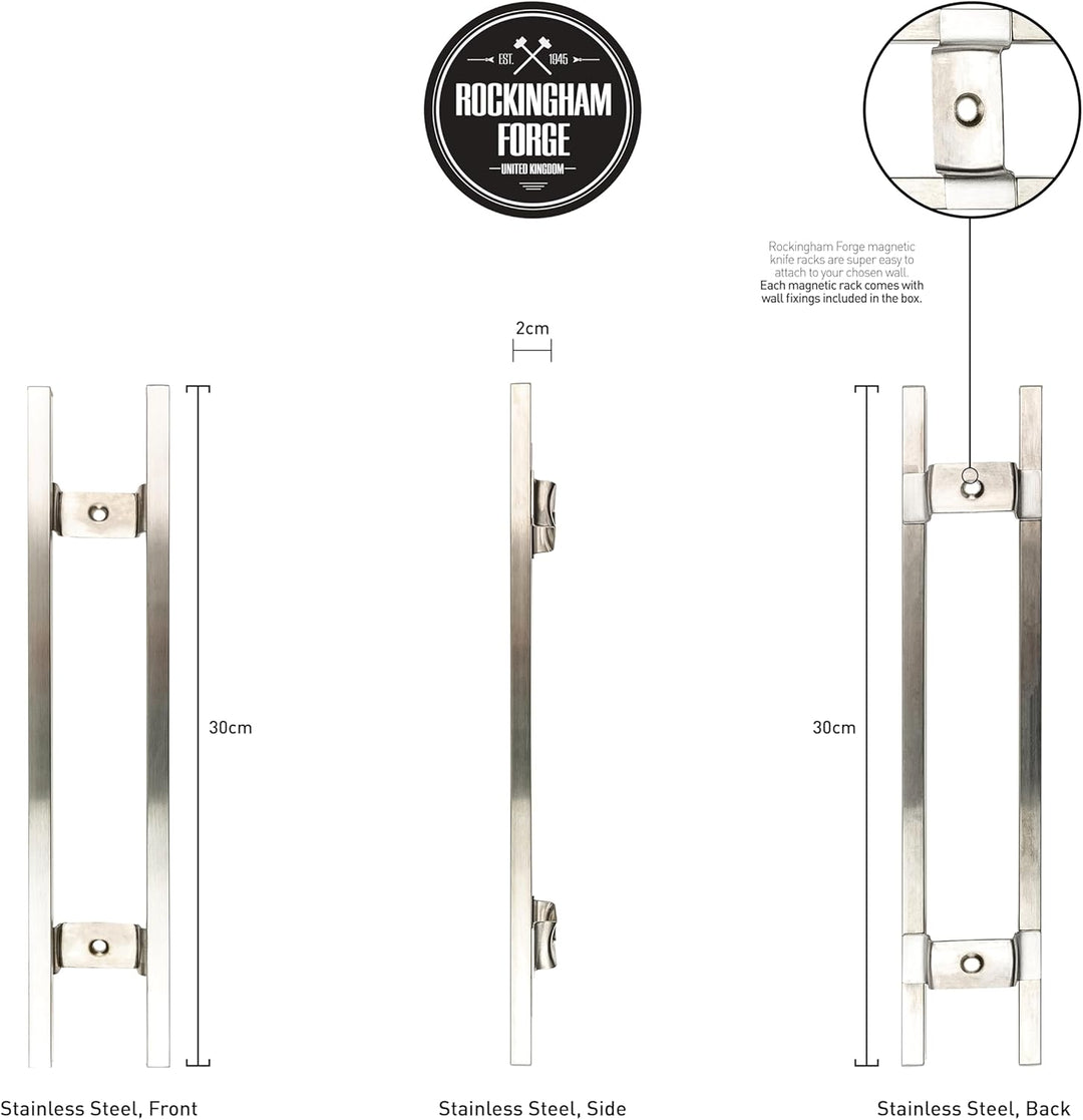 Rockingham Forge 12” Magnetisch Messerhalter aus Edelstahl – 6 Hacken 12", 12"
