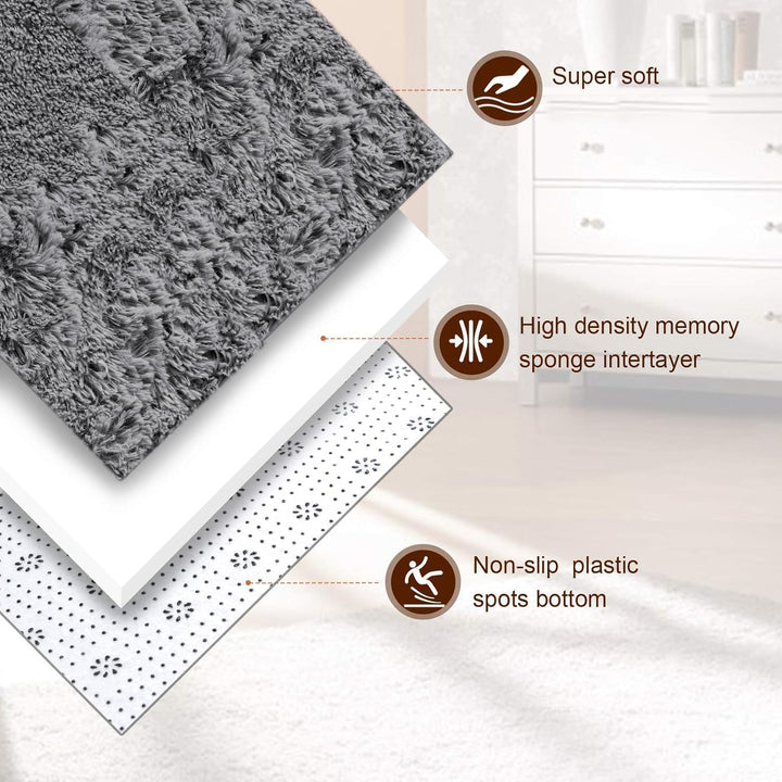 Teppich Grau Flauschig,Hochflor Teppich Wohnzimmer,Weicher Tepich Schlafzimmer,Flauschiger Teppiche