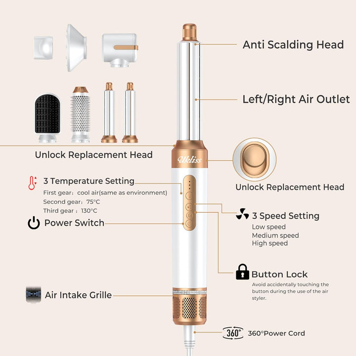 haarföhn airstyler UKLISS Haarstyler &amp; Ionen Haartrockner Pro7 in 1, Hairstyler Set mit Airflow Lock