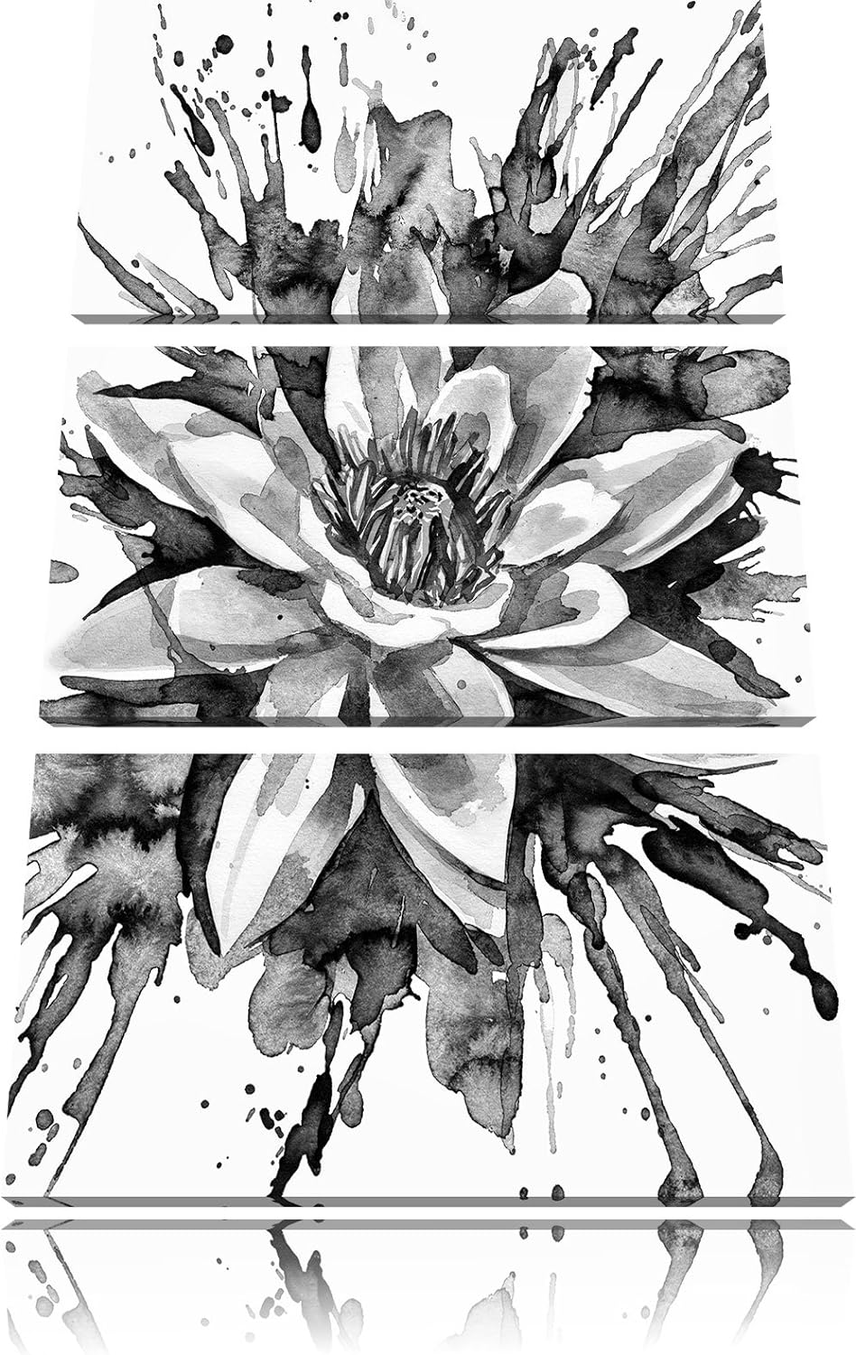 Pixxprint Gemälde Einer Seerose als Leinwandbild/Grösse: 3 Teilig (120x80) cm/Wandbild/Kunstdruck/fe