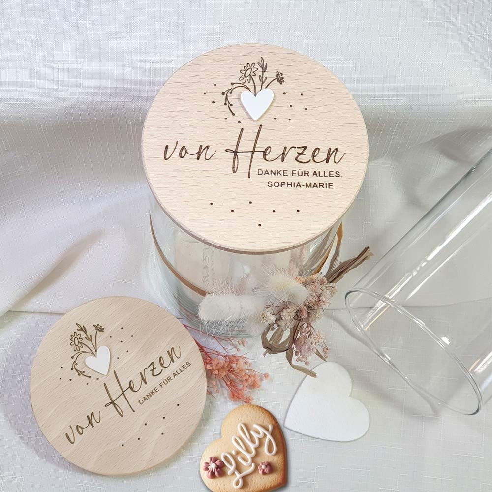 Dankeschön Geschenke von Herzen Abschiedsgeschenk Erzieherin Geschenk Kollegin Bonbonglas Vorratsglä