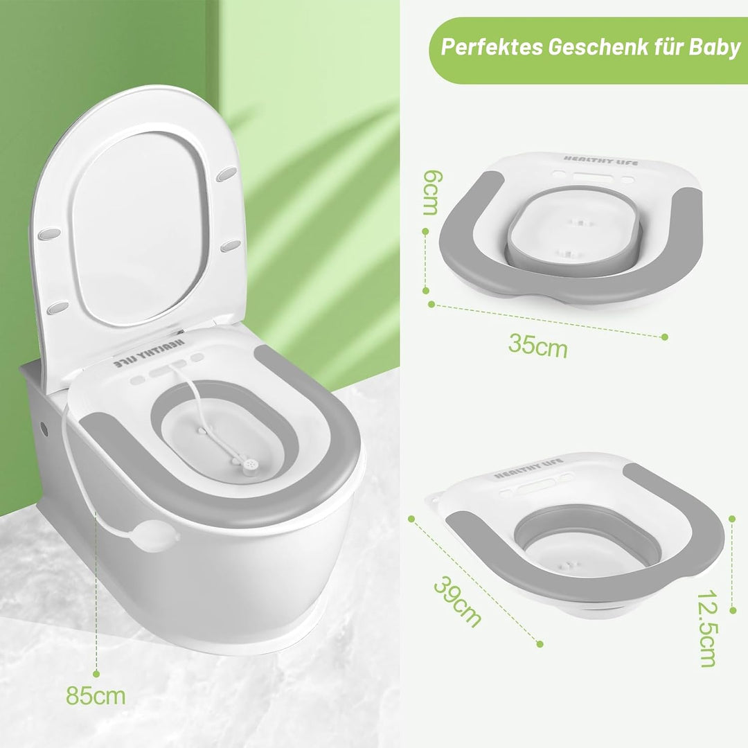 TNOMSNO Sitzbad für Toilette, Bidet Einsatz für Toilette mit Spülung, Faltbares Sitzbadewanne Erwach