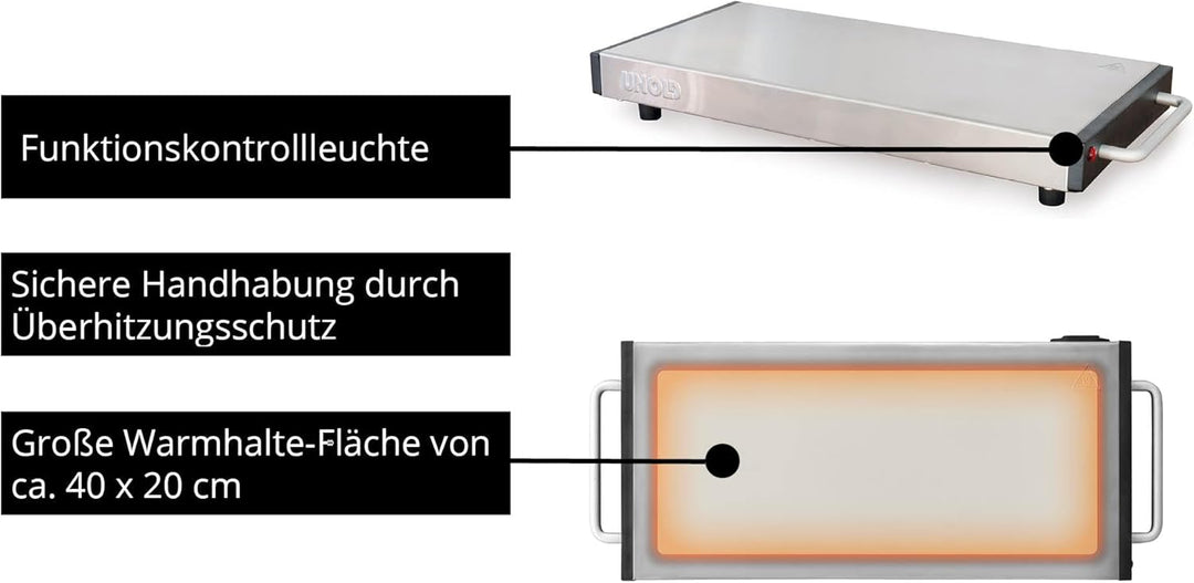 Unold 58845 Wärmespeicherplatte Elena - 1100 Watt, mobil, Keramik, Aufheizzeit 5 Min., Aufladbar, mi