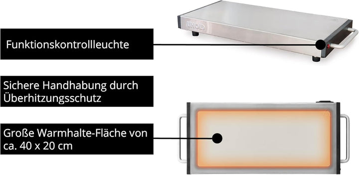Unold 58845 Wärmespeicherplatte Elena - 1100 Watt, mobil, Keramik, Aufheizzeit 5 Min., Aufladbar, mi