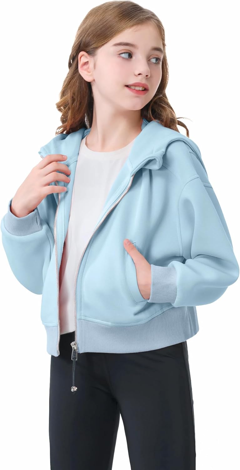Rolanko Kapuzenpullover für Mädchen mit Reissverschluss, Gemütliche Langarm-Kapuzenjacke Lässiges Sw