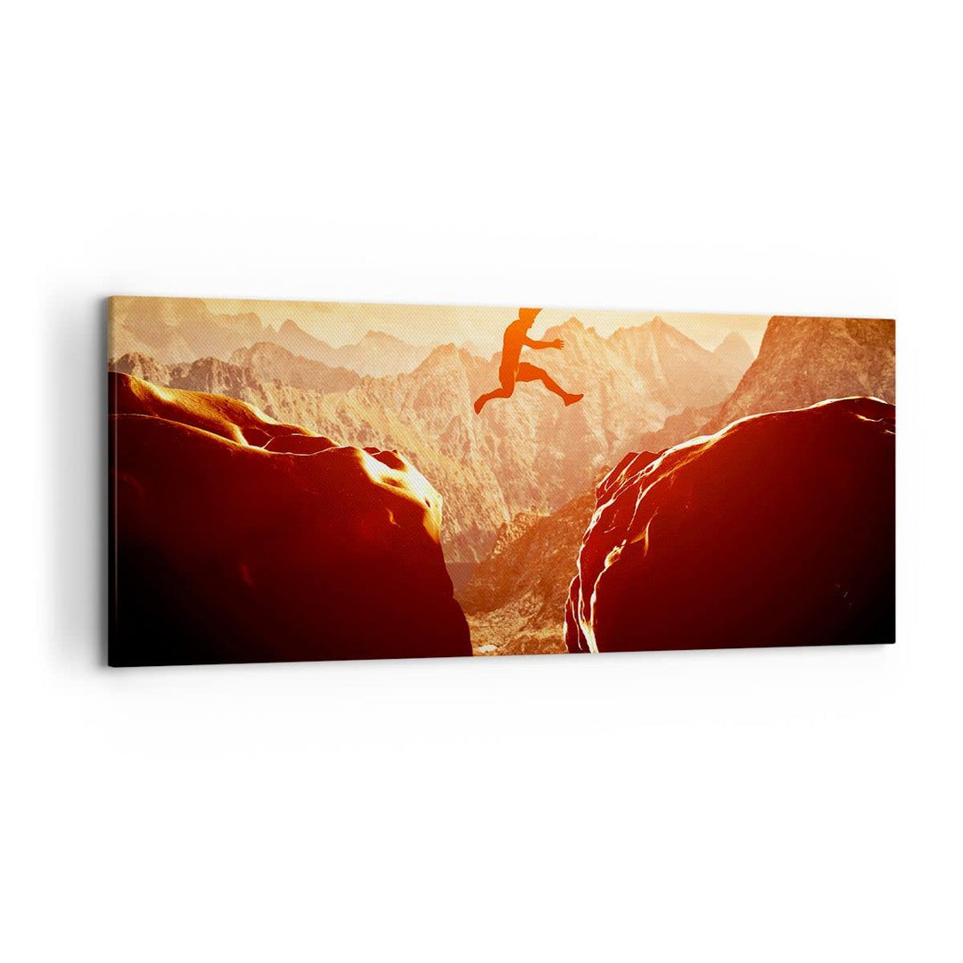 Wandbilder Dekoration Wohnzimmer Mann Berg Freiheit Panorama Bilder auf Leinwand 120x50cm Leinwandbi
