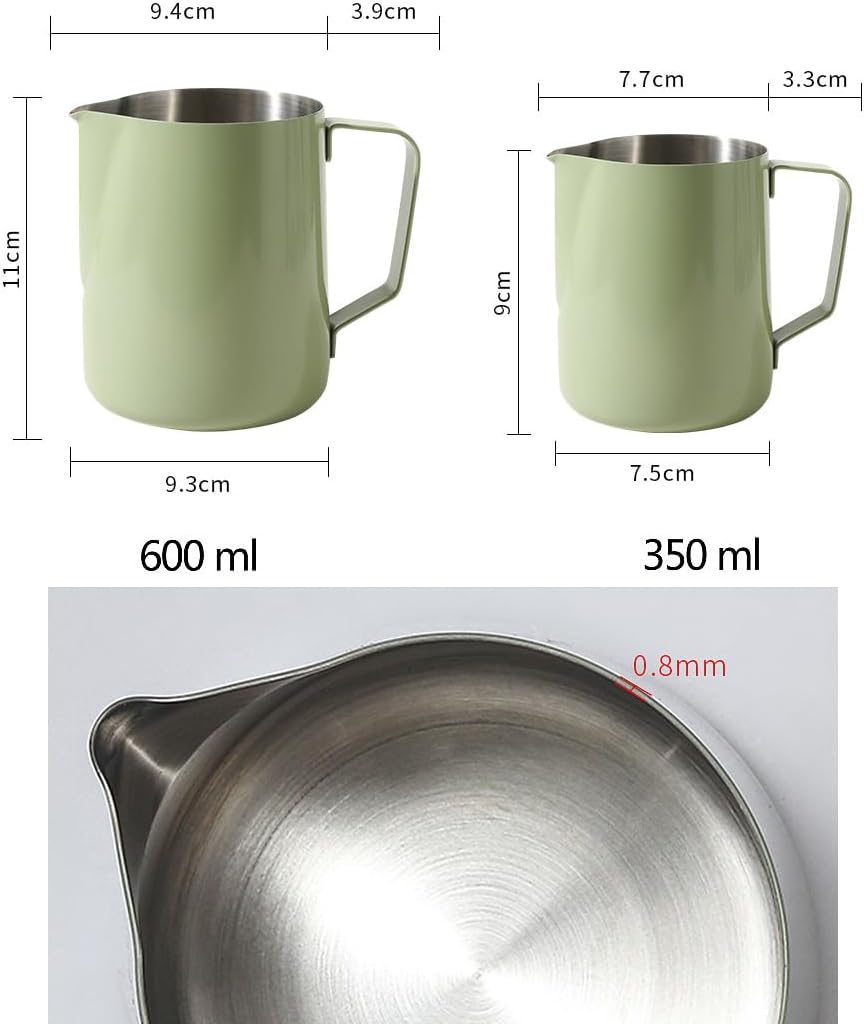 Espresso-Krug aus Edelstahl, zum Aufschäumen von Kaffee, Milch, Kaffee, Dampfkrug – Grün, 350 ml Grü