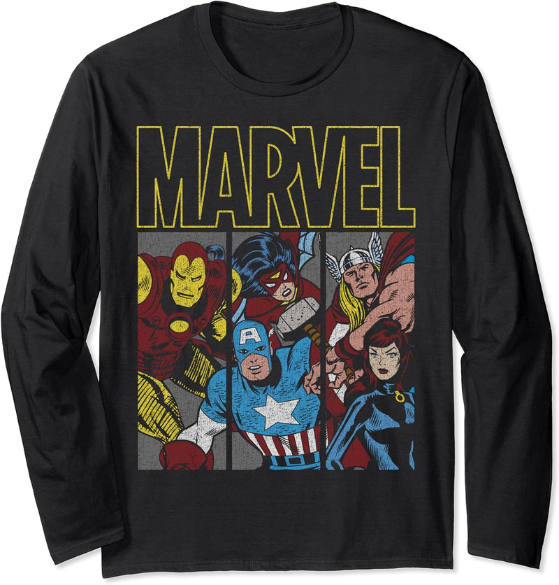Marvel Avengers Panels Logo Langarmshirt