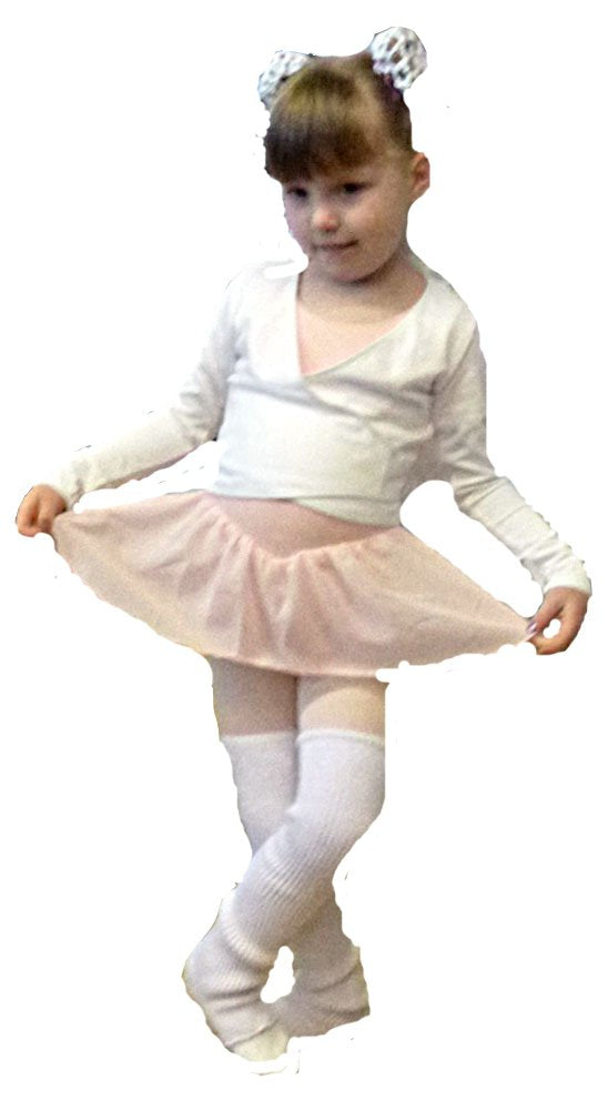 Ballettwickeljacke für Kinder aus Baumwolle Weiss 6-7 Jahre 116-122, Weiss 6-7 Jahre 116-122