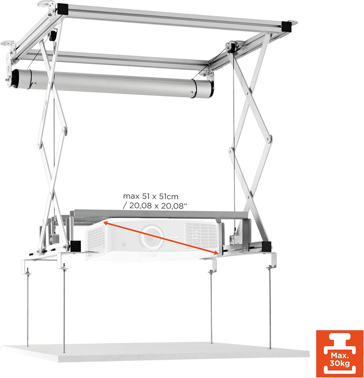 celexon elektrischer Beamer-Deckenlift PL400 HC Plus | Hub max. 54cm ausfahrbar | höhenverstellbare