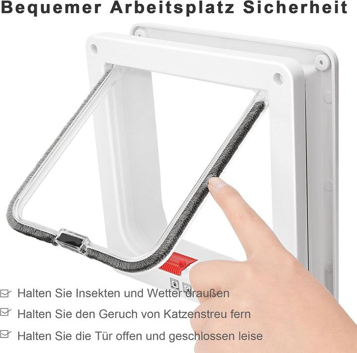 Dünne Katzentür für Fenster, Haustiertüren und Schiebetür, Sicherheits-Haustiertür mit 4-Wege-Schlos