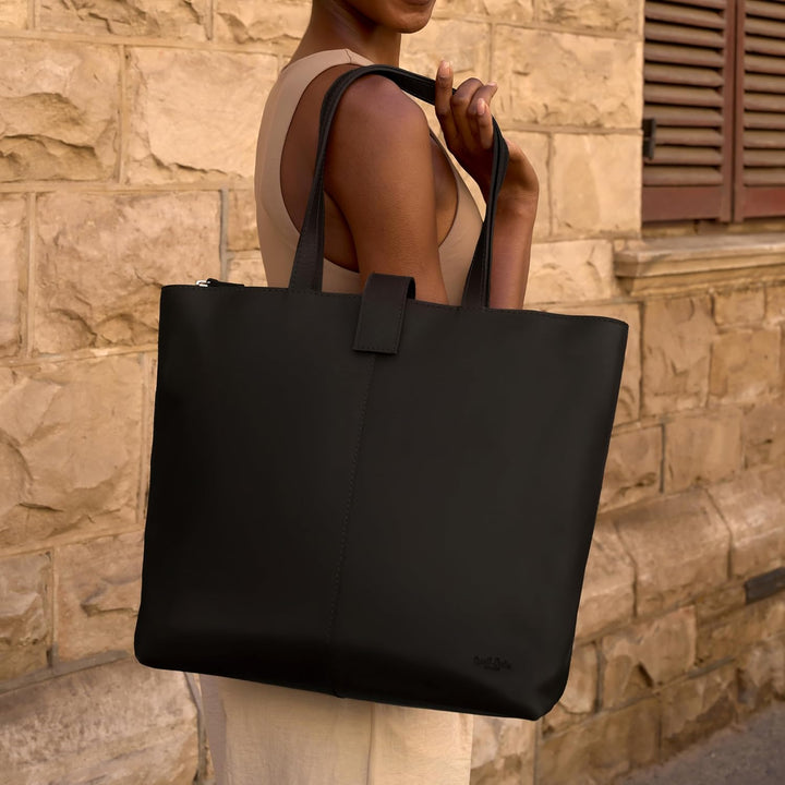 Gusti Shopper Leder - Alexandra Handtasche Damen Arbeitstasche Leder Schwarz, Schwarz