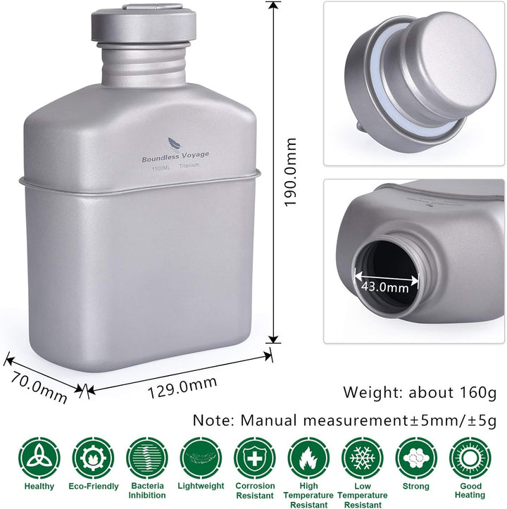 iBasingo Titan Feldflasche Camping Kochgeschirr Becher Militär Wasserflasche Outdoor Kantine Tassen