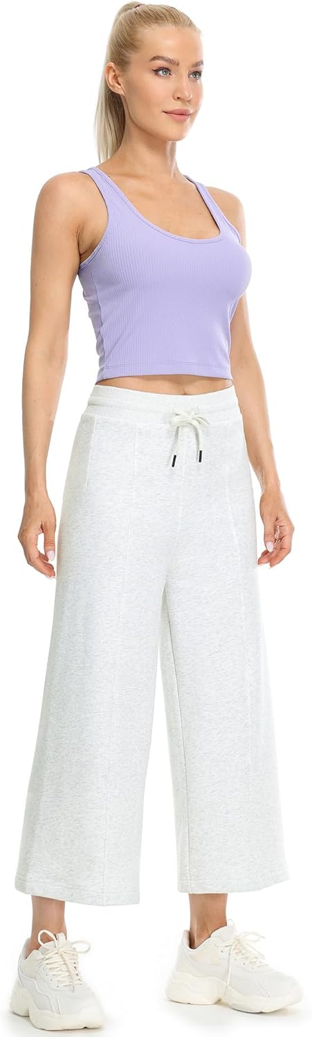 icyzone Damen Warme Gefütterte Jogginghose Thermo Fleece Cropped Sweathose Winter Verdickte Laufhose
