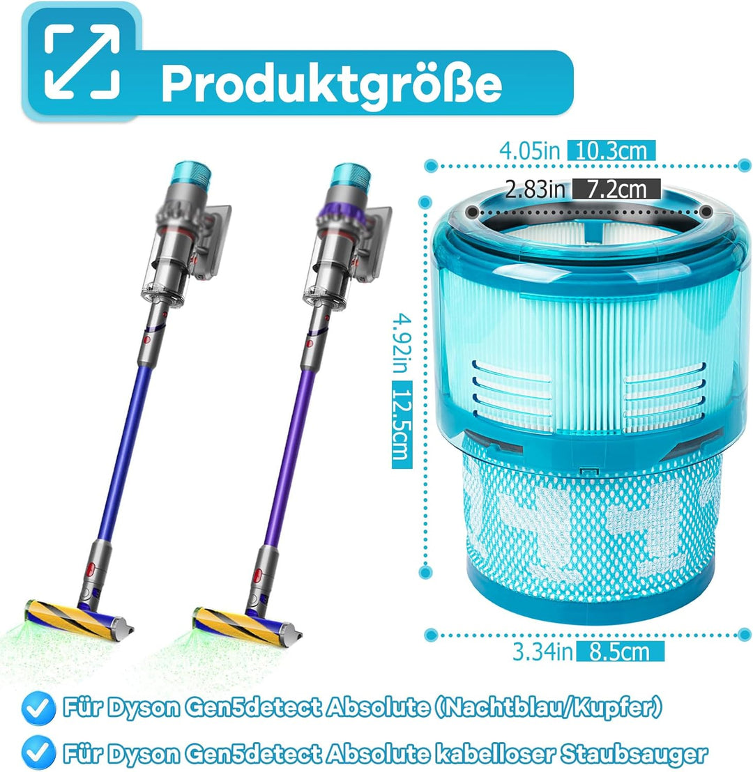 3 Stück Gen5detect HEPA-Ersatzfilter kompatibel mit Dyson Gen5detect Absolute kabelloser Staubsauger