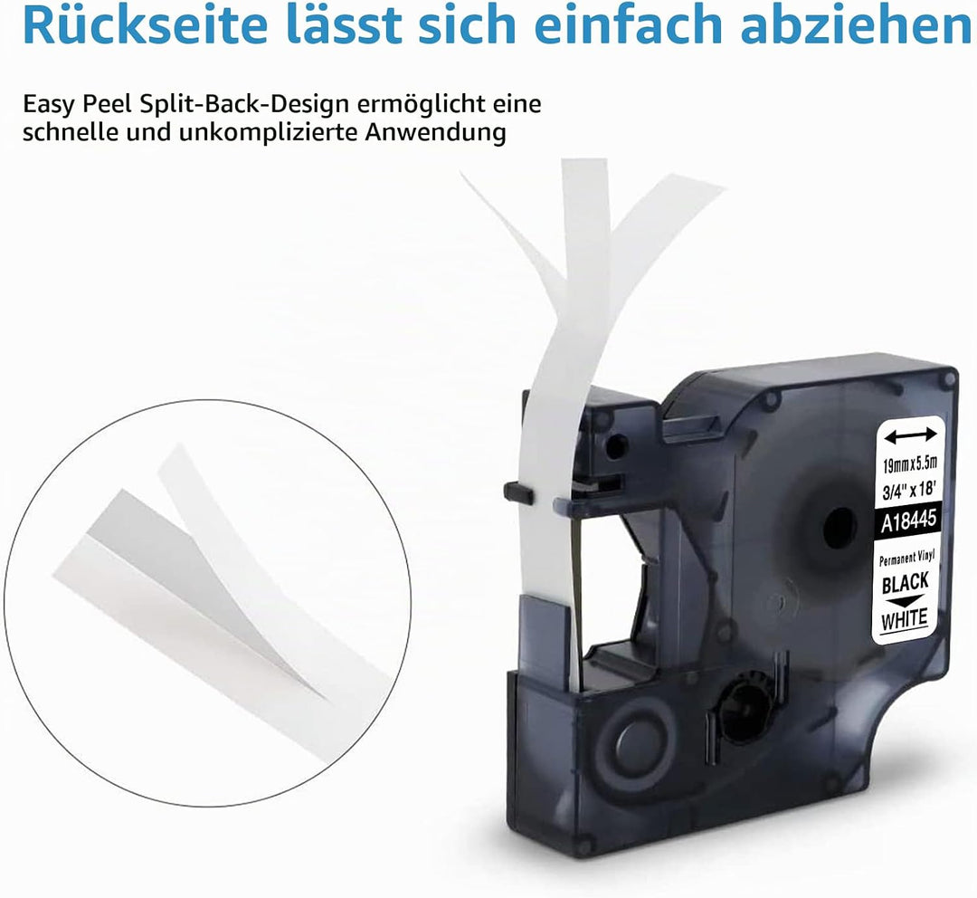 MarkField kompatible Schriftband als Ersatz für Dymo 18445 Rhino Industrie-Vinyletiketten Selbstkleb