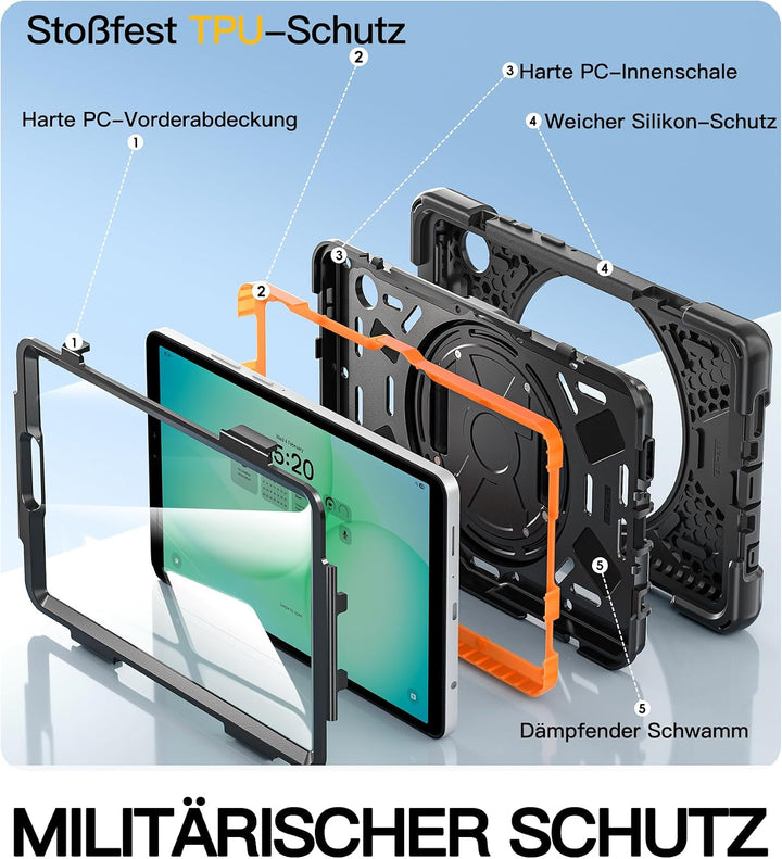 BRAECN für Galaxy Tab A11 Hülle - Samsung Tablet A11 8.7 Zoll 2025 Schwarz | Stossfeste Schutzhülle