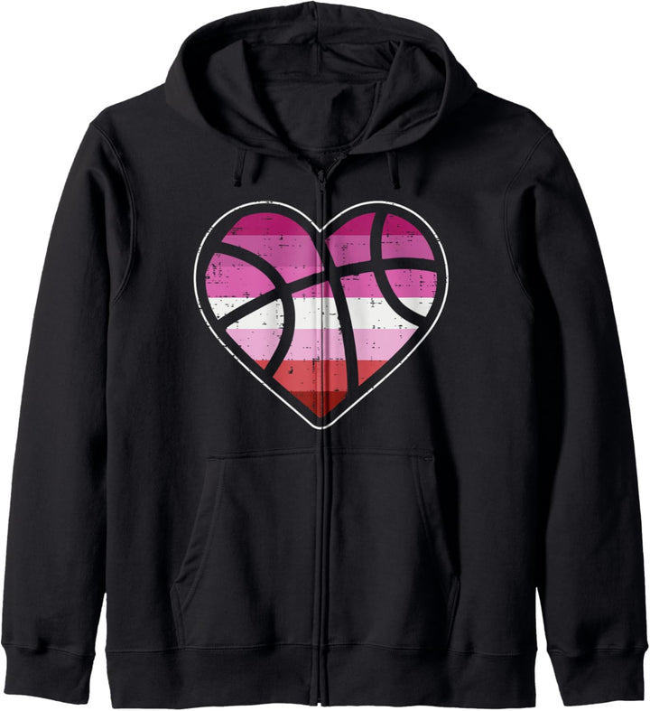 Basketball Heart Sport LGBT Lesbian Flag Gay Pride Ally Kapuzenjacke