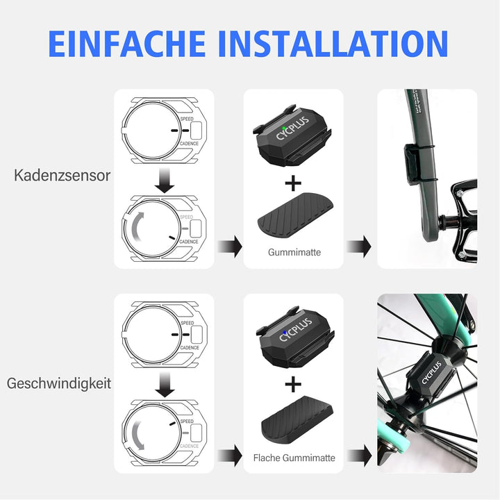 CYCPLUS Fahrrad Trittfrequenzsensor oder Geschwindigkeitssensor Dual Modul Bluetooth und ANT +