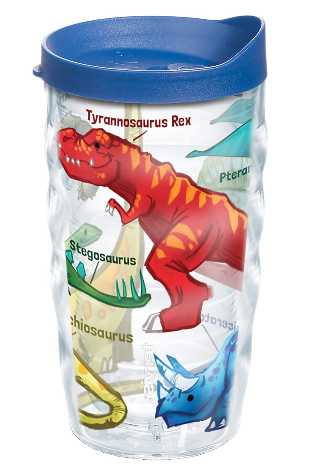 Tervis Dinosaurier-Becher, isoliert, Kunststoff, transparent 10oz Wavy - Blue Lid Klar - Tritan, 10o